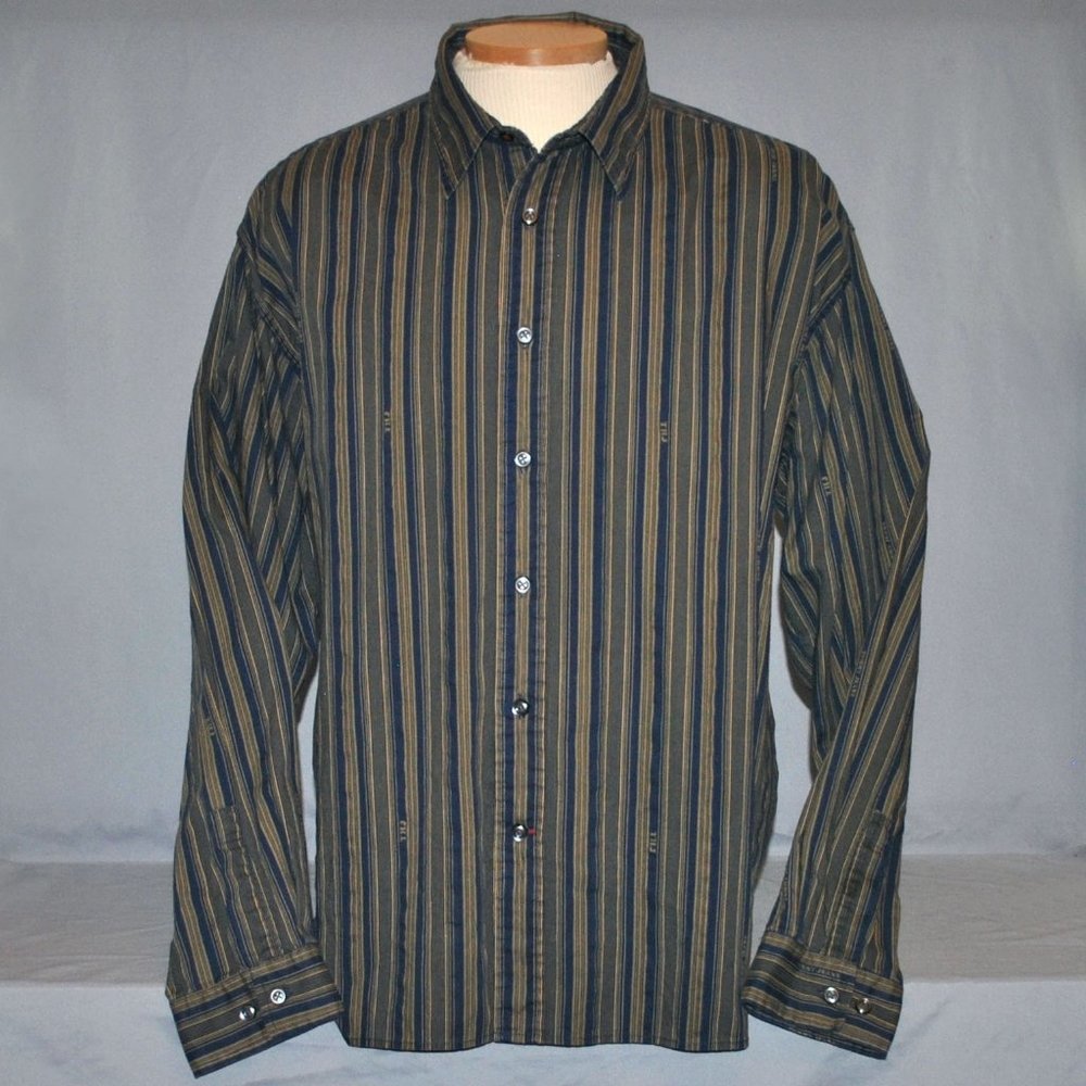 Vintage Tommy Hilfiger Men's Shirt Size XL Tommy Jeans Logo Striped Button Down